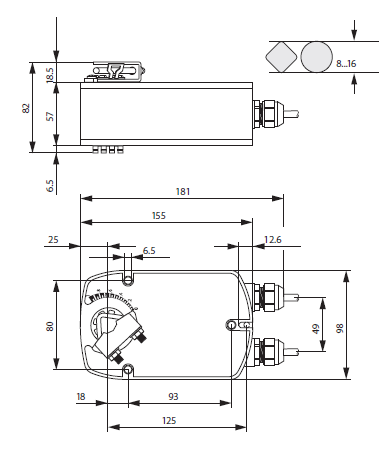 Габаритные размеры LF24-SR Габаритные размеры LF24-SR