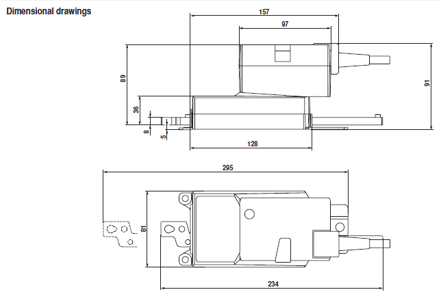 Габаритные размеры SHQ24A-MF100 Габаритные размеры SHQ24A-MF100