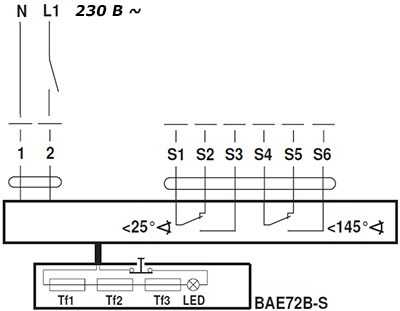 Электрическое подключение BFG230-T Электрическое подключение BFG230-T