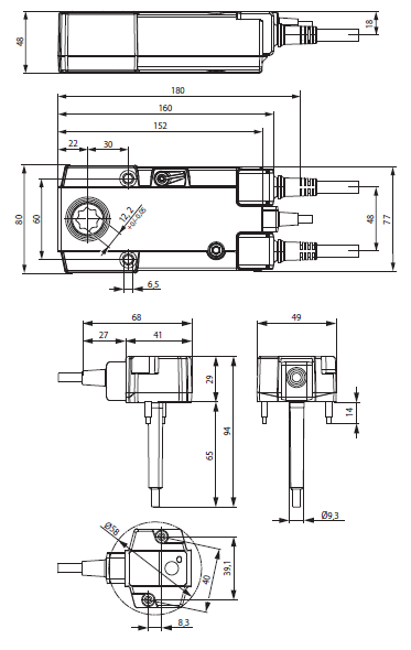 Габаритные размеры BFL230-T Габаритные размеры BFL230-T