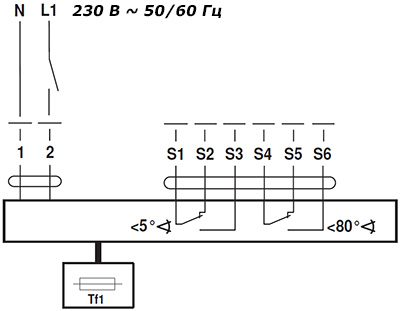 Электрическое подключение BFT230 Электрическое подключение BFT230