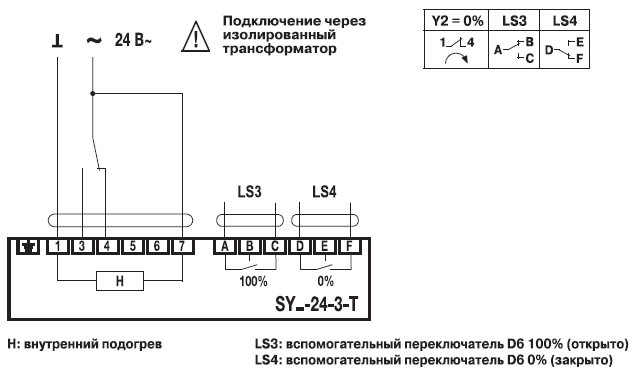 Электрическое подключение SY2-24-3-T Электрическое подключение SY2-24-3-T