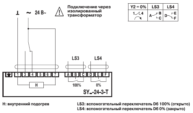Электрическое подключение SY4-24-3-T Электрическое подключение SY4-24-3-T