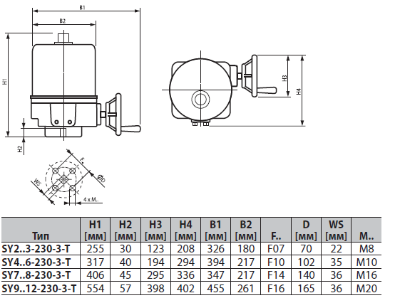 Габаритные размеры SY6-230-3-T Габаритные размеры SY6-230-3-T