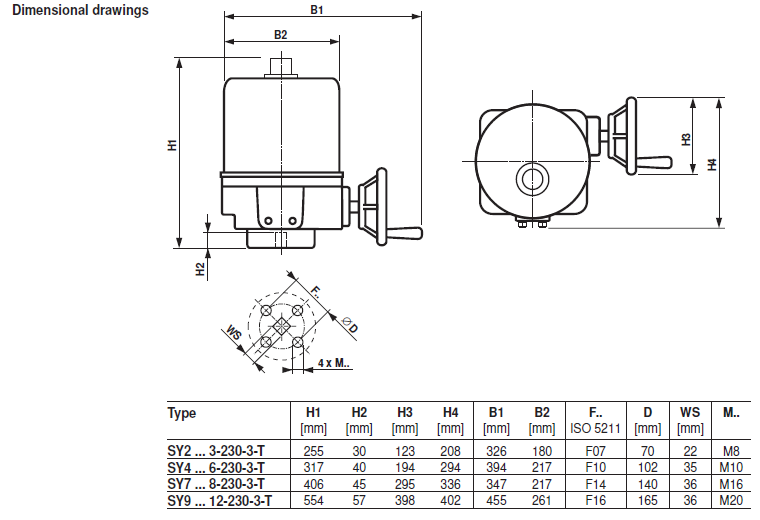 Габаритные размеры SY7-230A-3-T Габаритные размеры SY7-230A-3-T
