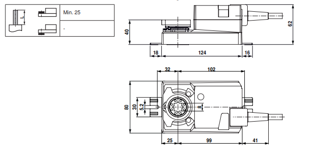 Габаритные размеры CM24-SR-T-L Габаритные размеры NM24A-SR-F