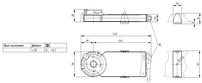 Габаритные размеры CM24-R 