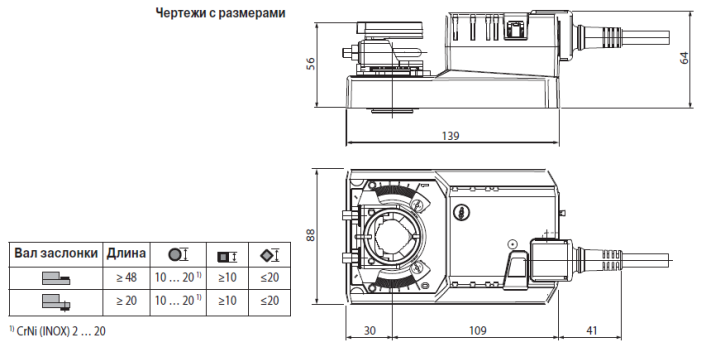 Габаритные размеры SM24A-SR 