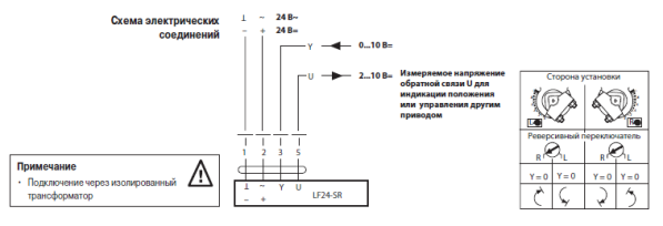 Электрическое подключение LF24-SR 
