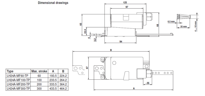 Габаритные размеры LH24A-MF100-TP 