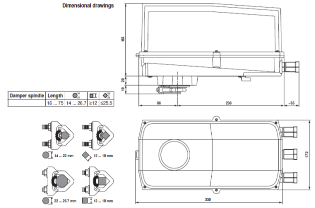 Габаритные размеры GM230G-T 