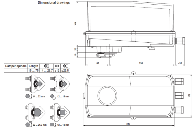 Габаритные размеры GM24G-MF-T 