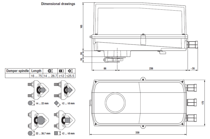 Габаритные размеры GM24G-SR-T 
