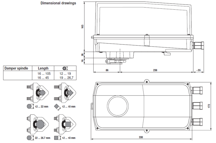 Габаритные размеры SFG-S2-L 