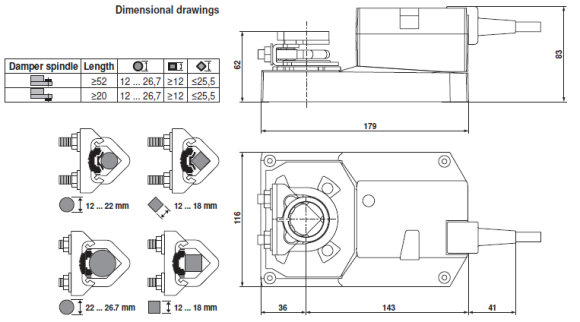 Габаритные размеры SMQ24A-SR 