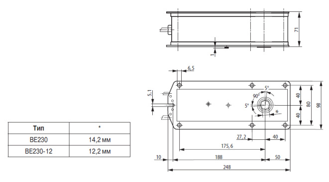 Габаритные размеры BЕ230 
