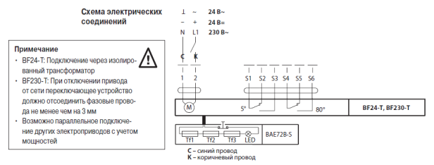 Электрическое подключение BF230-T 