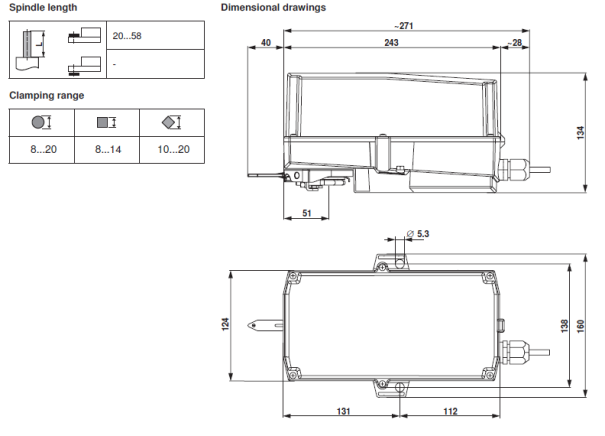 Габаритные размеры NKQ24P-MF 