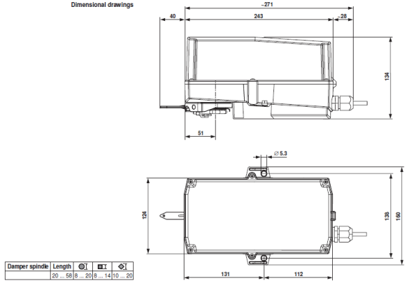 Габаритные размеры NKQ24P-SR 