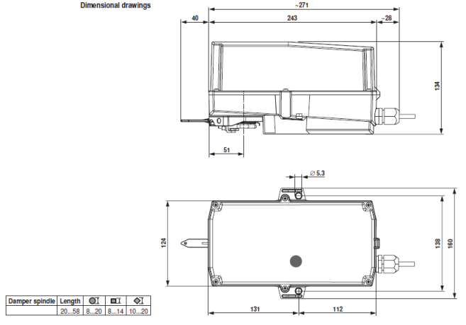 Габаритные размеры NM24P-MF 