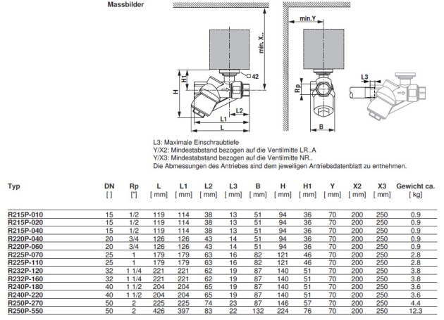 Габаритные размеры R215P-020 